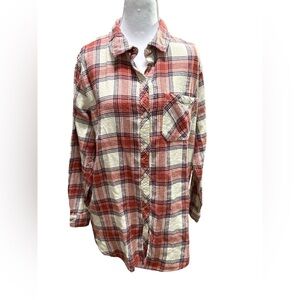 NWT GAP Red and Cream Plaid Flannel Shirt